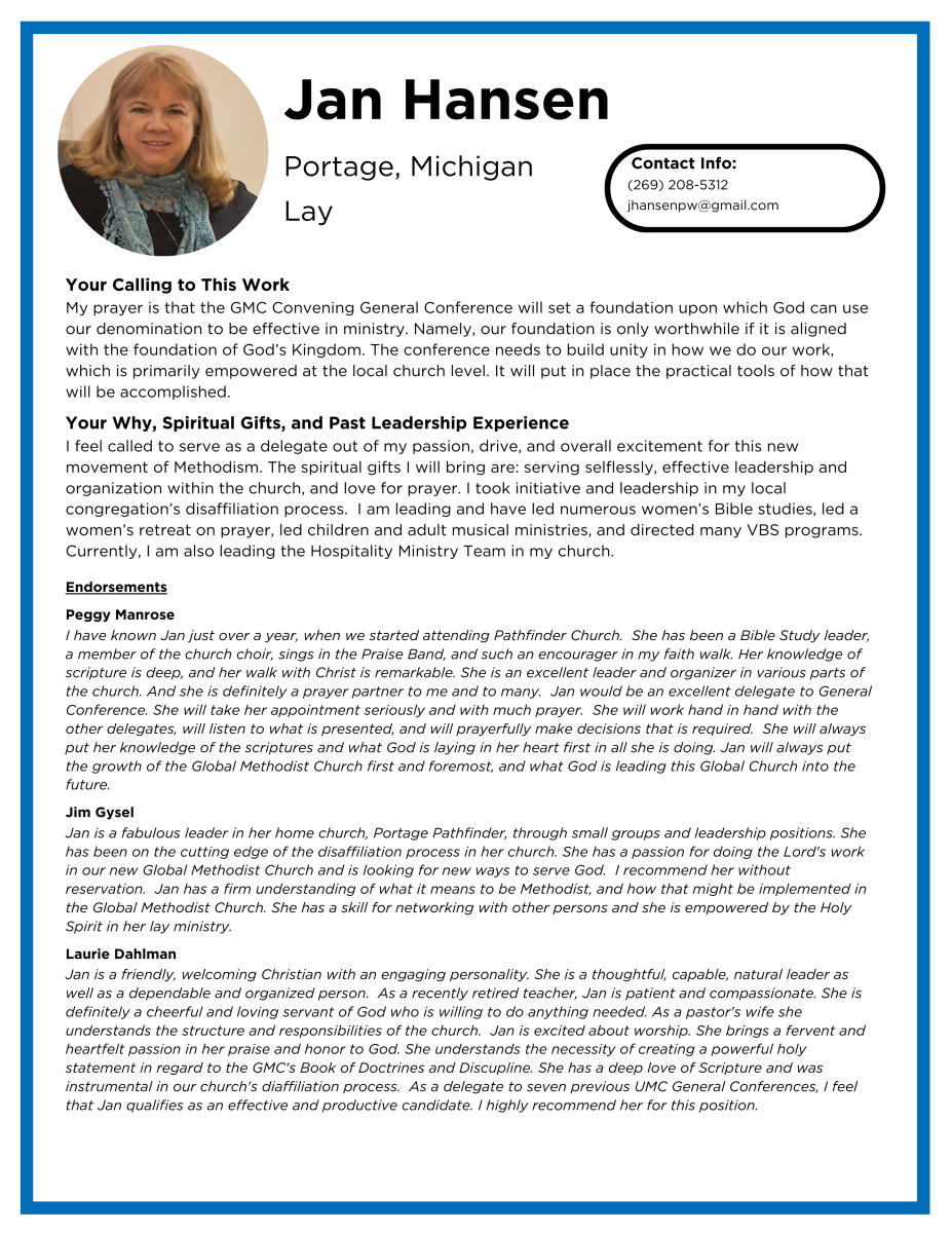 Laity Candidate Profiles - Hansen
