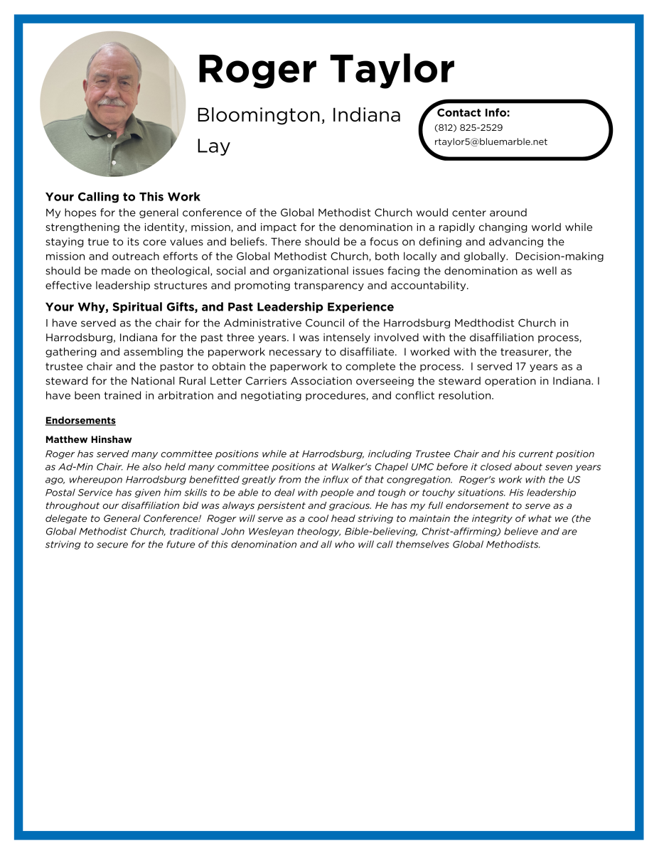 Laity Candidate Profiles - Taylor