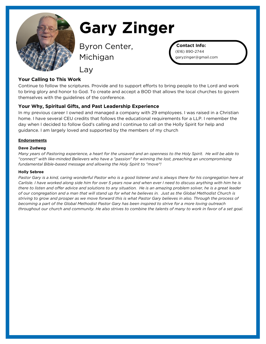 Laity Candidate Profiles - Zinger